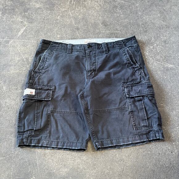 Vintage Ralph Lauren Cargo Shorts 38 Black Faded Twill Y2K Denim Supply 11"